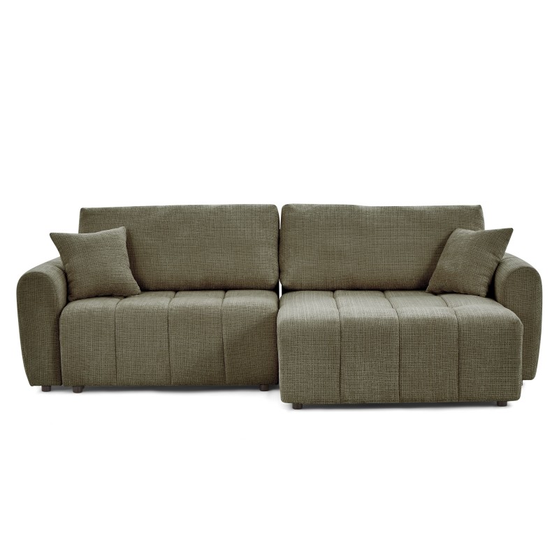 Canapé d'angle convertible et réversible JONEA 4 places tissu texturé vert