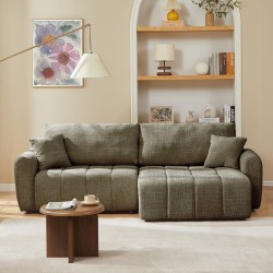 Canapé d'angle convertible et réversible JONEA 4 places tissu texturé vert