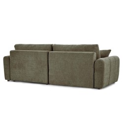 Canapé d'angle convertible et réversible JONEA 4 places tissu texturé vert