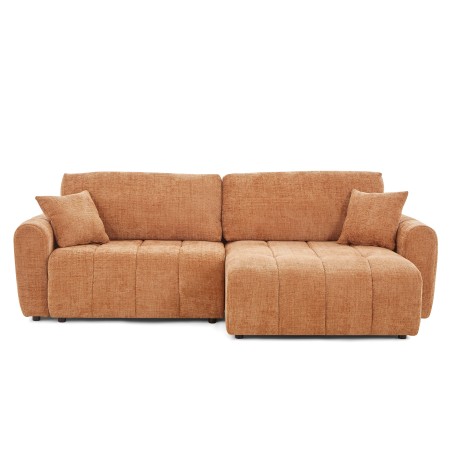 Canapé d'angle convertible et réversible JONEA 4 places tissu texturé terracotta