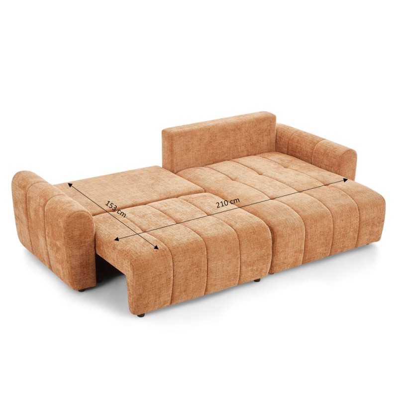 Canapé d'angle convertible et réversible JONEA 4 places tissu texturé terracotta