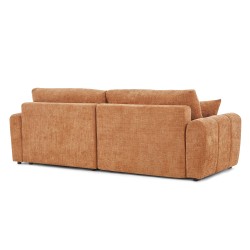 Canapé d'angle convertible et réversible JONEA 4 places tissu texturé terracotta