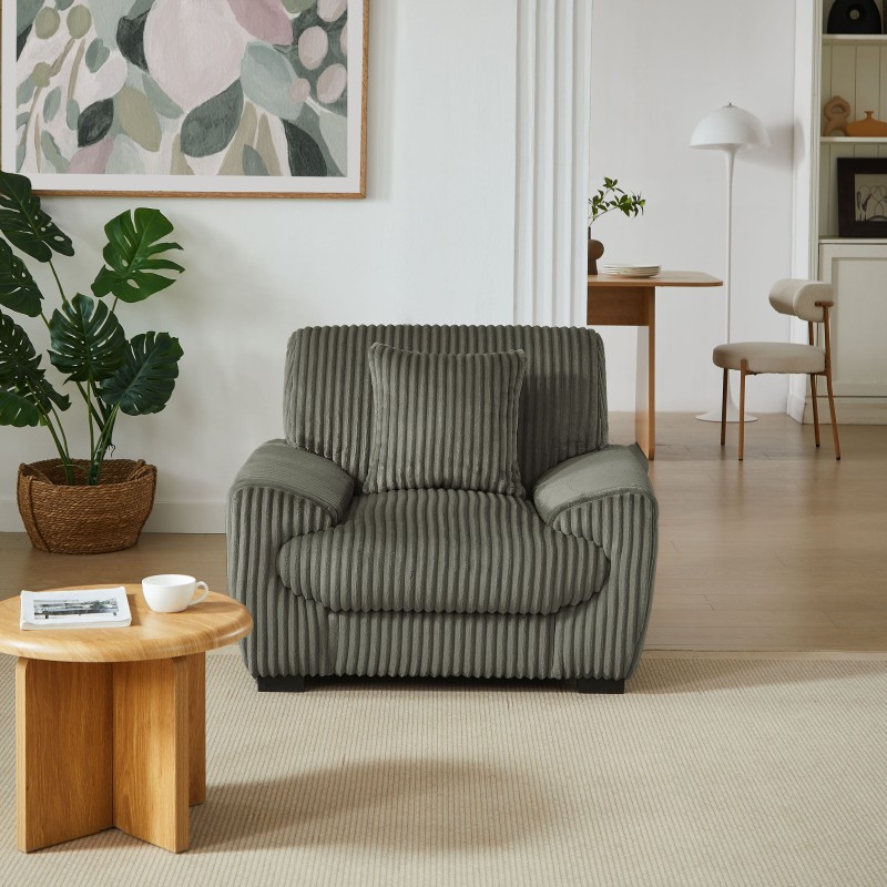 Fauteuil fixe ADEA 1 place velours côtelé vert