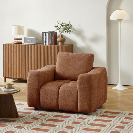 KEREA 1-Sitzer-Sessel, feststehend, Chenille-Stoff in Terrakotta