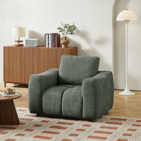 Fauteuil fixe KEREA 1 place tissu chenille vert