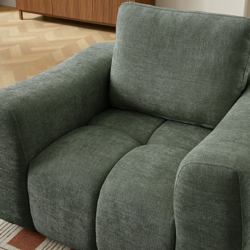 Fauteuil fixe KEREA 1 place tissu chenille vert