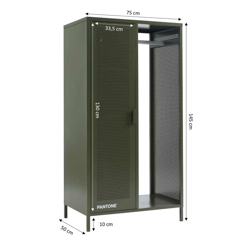 Garderobe PANTONE aus olivgrünem Metall mit Kleiderstange, H 145 cm