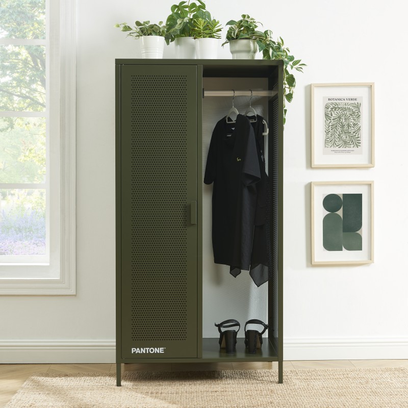 Garderobe PANTONE aus olivgrünem Metall mit Kleiderstange, H 145 cm