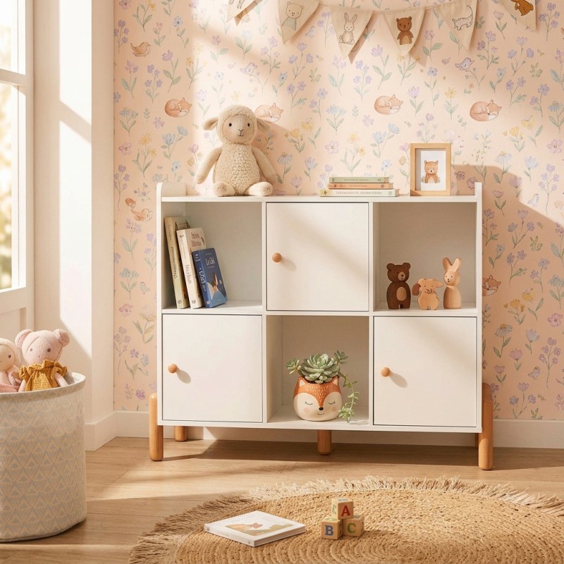 Bibliothèque enfant MONA blanc 111,5x82,5cm