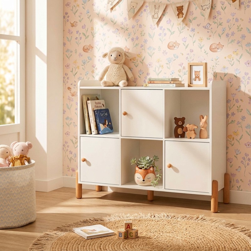 Bibliothèque enfant MONA blanc 111,5x82,5cm
