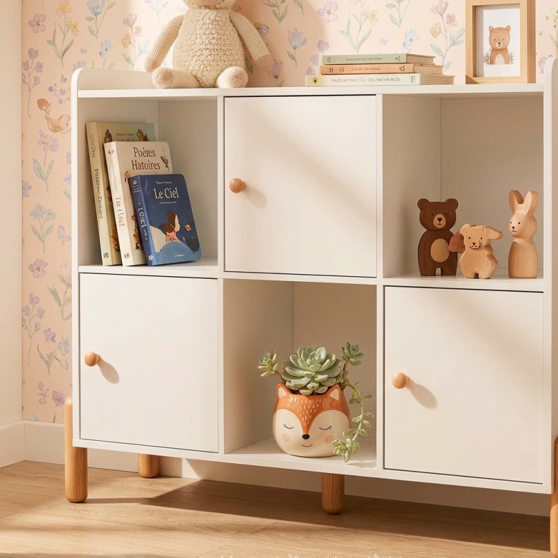 Bibliothèque enfant MONA blanc 111,5x82,5cm
