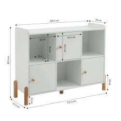 Bibliothèque enfant MONA blanc 111,5x82,5cm
