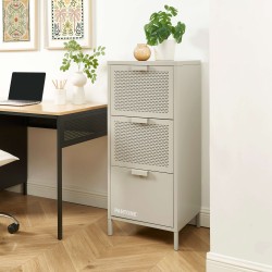 PANTONE-Schreibtischcontainer aus sandbeigem Metall, 3 Schubladen, H 105 cm