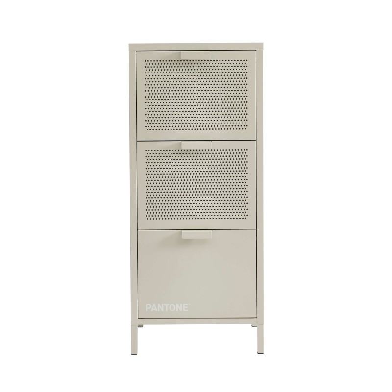 PANTONE-Schreibtischcontainer aus sandbeigem Metall, 3 Schubladen, H 105 cm