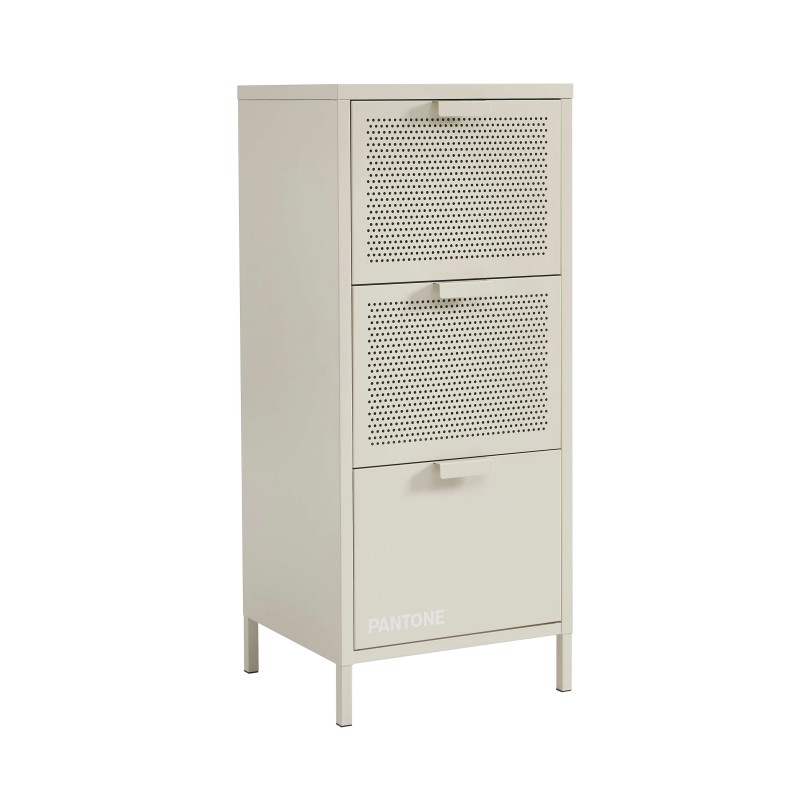 PANTONE-Schreibtischcontainer aus sandbeigem Metall, 3 Schubladen, H 105 cm