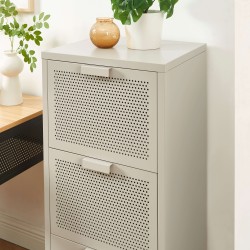 PANTONE-Schreibtischcontainer aus sandbeigem Metall, 3 Schubladen, H 105 cm