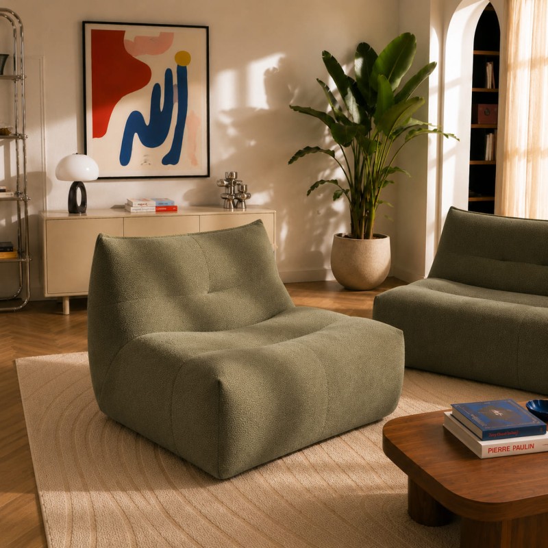 Chauffeuse PANTONE 1 place tissu vert olive