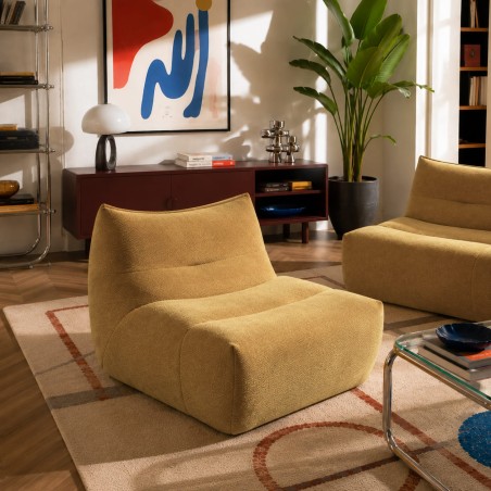 PANTONE 1-Sitzer-Sessel, senfgelber Stoff
