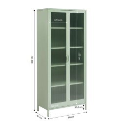 Vaisselier PANTONE en verre cannelé et métal vert amande h180cm