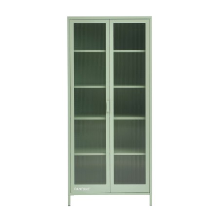 Vaisselier PANTONE en verre cannelé et métal vert amande h180cm