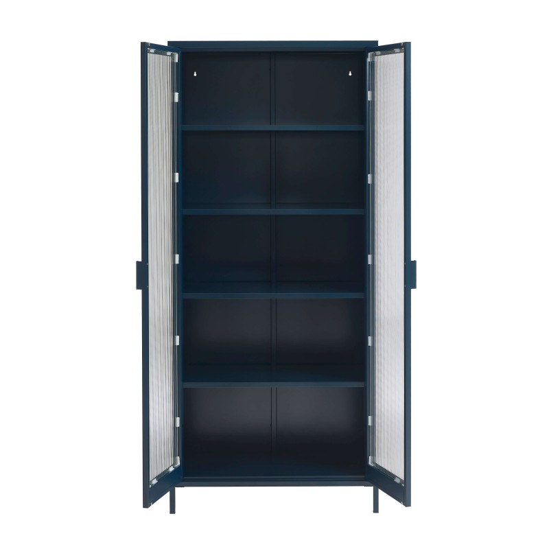 Vaisselier PANTONE en verre cannelé et métal bleu nuit h180cm