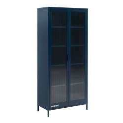 Vaisselier PANTONE en verre cannelé et métal bleu nuit h180cm