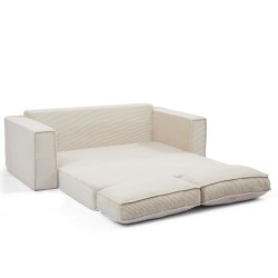 Canapé droit compressé et convertible EREBUS déplimousse 3 places velours côtelé beige
