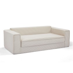 Canapé droit compressé et convertible EREBUS déplimousse 3 places velours côtelé beige