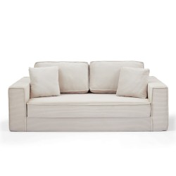 Canapé droit compressé et convertible EREBUS déplimousse 3 places velours côtelé beige
