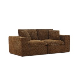 Canapé modulaire compressé KENA 4 places tissu bouclette zebré marron