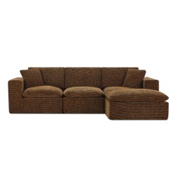 Canapé modulaire compressé KENA 4 places tissu bouclette zebré marron