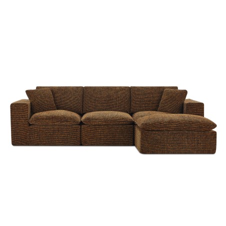 Modulares KENA-Sofa (4-Sitzer) mit komprimierter Polsterung, brauner Zebra-Bouclé-Stoff