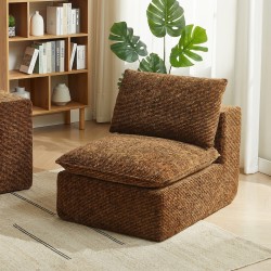 Canapé modulaire compressé KENA 4 places tissu bouclette zebré marron