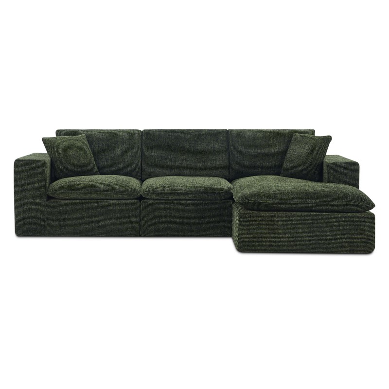 Canapé modulaire compressé KENA 4 places tissu bouclette zebré vert