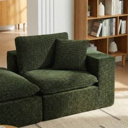 Canapé modulaire compressé KENA 4 places tissu bouclette zebré vert