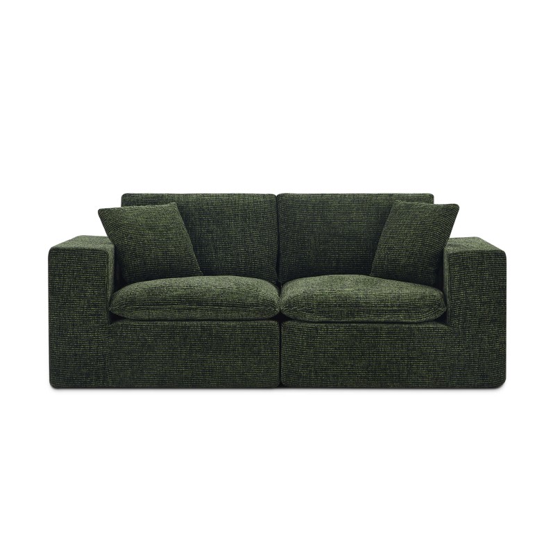 Canapé modulaire compressé KENA 4 places tissu bouclette zebré vert