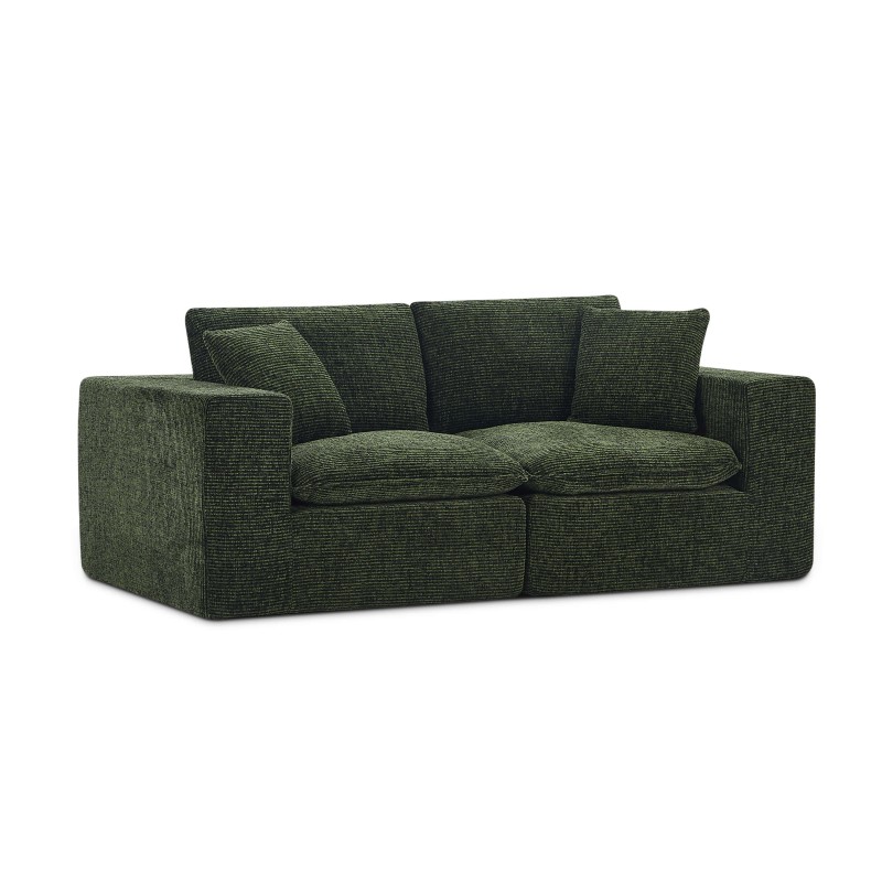 Canapé modulaire compressé KENA 4 places tissu bouclette zebré vert