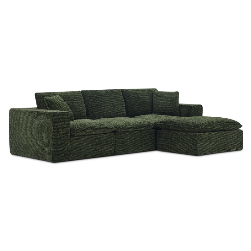 Canapé modulaire compressé KENA 4 places tissu bouclette zebré vert