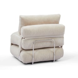 Fauteuil convertible compressé NYX en mousse 1 place velours côtelé beige