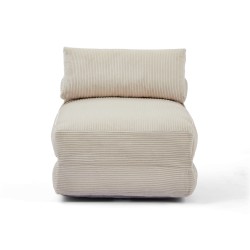Fauteuil convertible compressé NYX en mousse 1 place velours côtelé beige