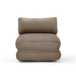 Fauteuil convertible compressé NYX en mousse 1 place velours côtelé gris