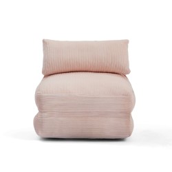 Fauteuil convertible compressé NYX en mousse 1 place velours côtelé rose
