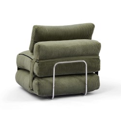 Fauteuil convertible compressé NYX en mousse 1 place velours côtelé vert