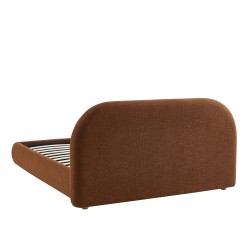 Bett mit Stauraum JELLY 140x190 aus braunem Bouclé-Stoff, inklusive Lattenrost