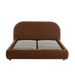 Bett mit Stauraum JELLY 140x190 aus braunem Bouclé-Stoff, inklusive Lattenrost