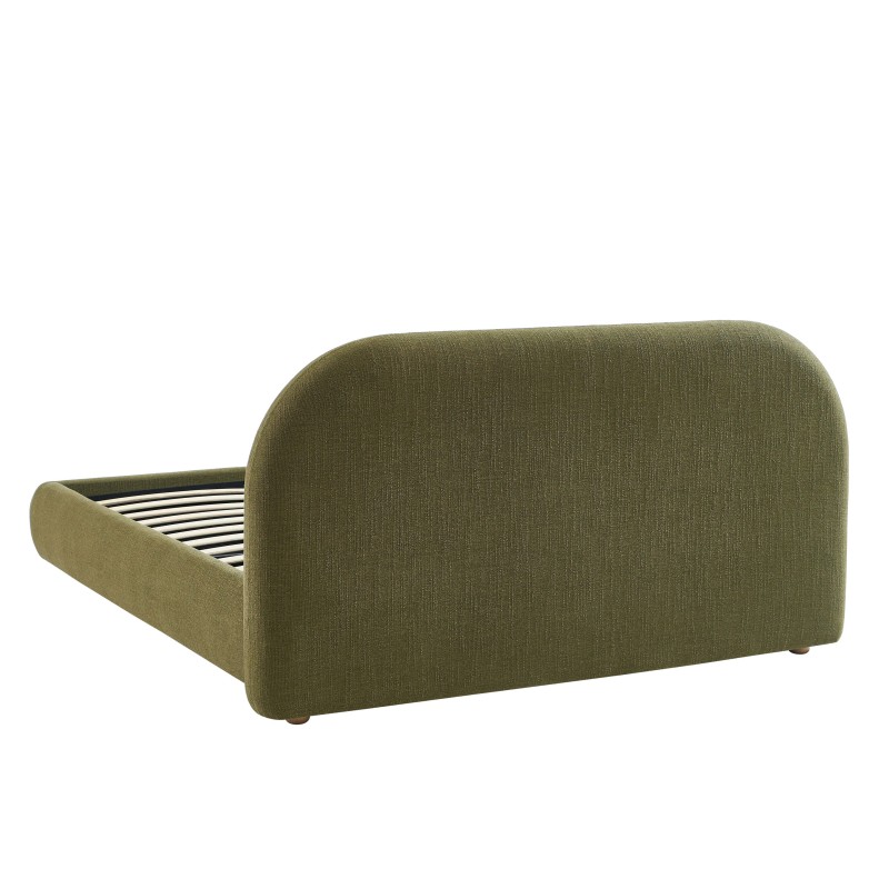 JELLY-Bett mit Stauraum 140x190 aus grünem Bouclé-Stoff, inklusive Lattenrost