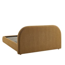 JELLY-Bett mit Stauraum 160x200, Bouclé-Stoff in Ocker, inklusive Lattenrost