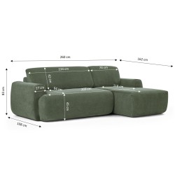 WESTA 4-Sitzer-Ecksofa (komprimiert) mit grünem Chenille-Bezug