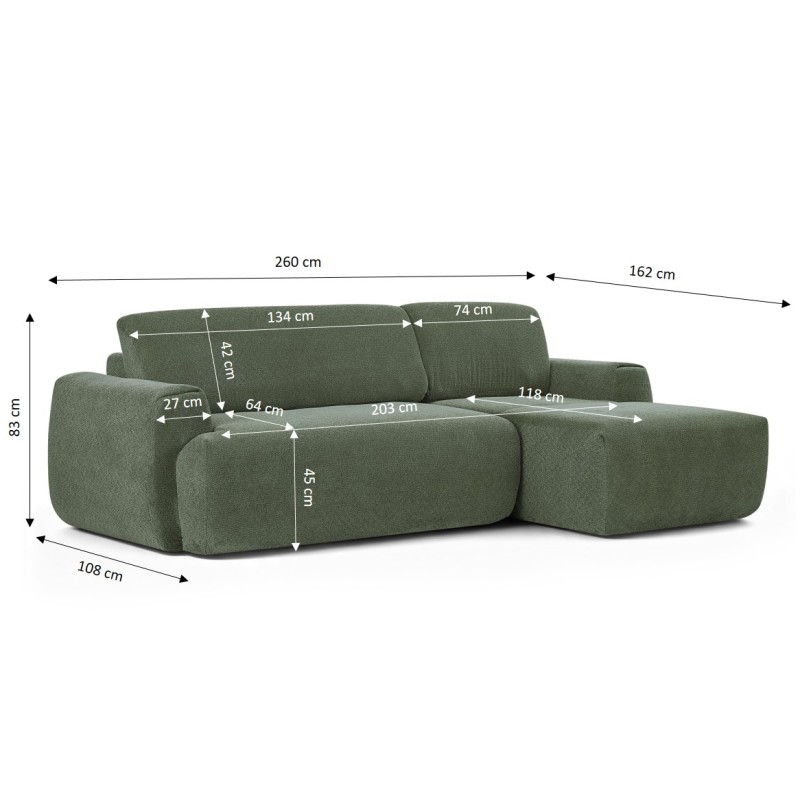 WESTA 4-Sitzer-Ecksofa (komprimiert) mit grünem Chenille-Bezug