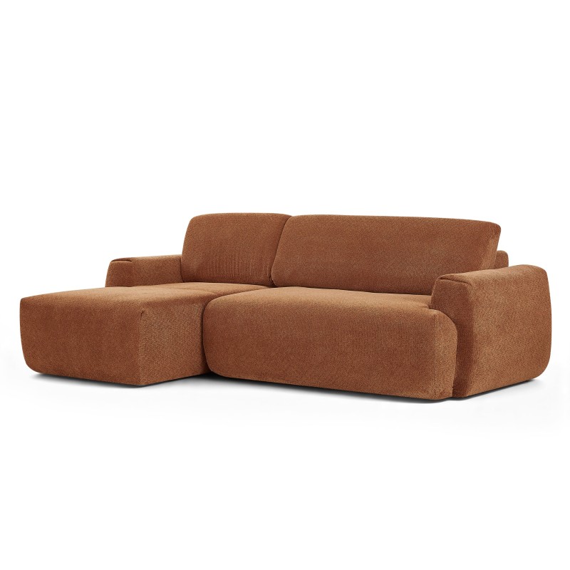 Canapé d'angle gauche compressé WESTA 4 places tissu chenille terracotta